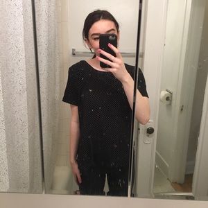 Short Sleeve Polka Dot Silk Top
